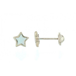 Les Boucles d'oreilles or jaune 375/1000, étoiles en nacre by Stauffer