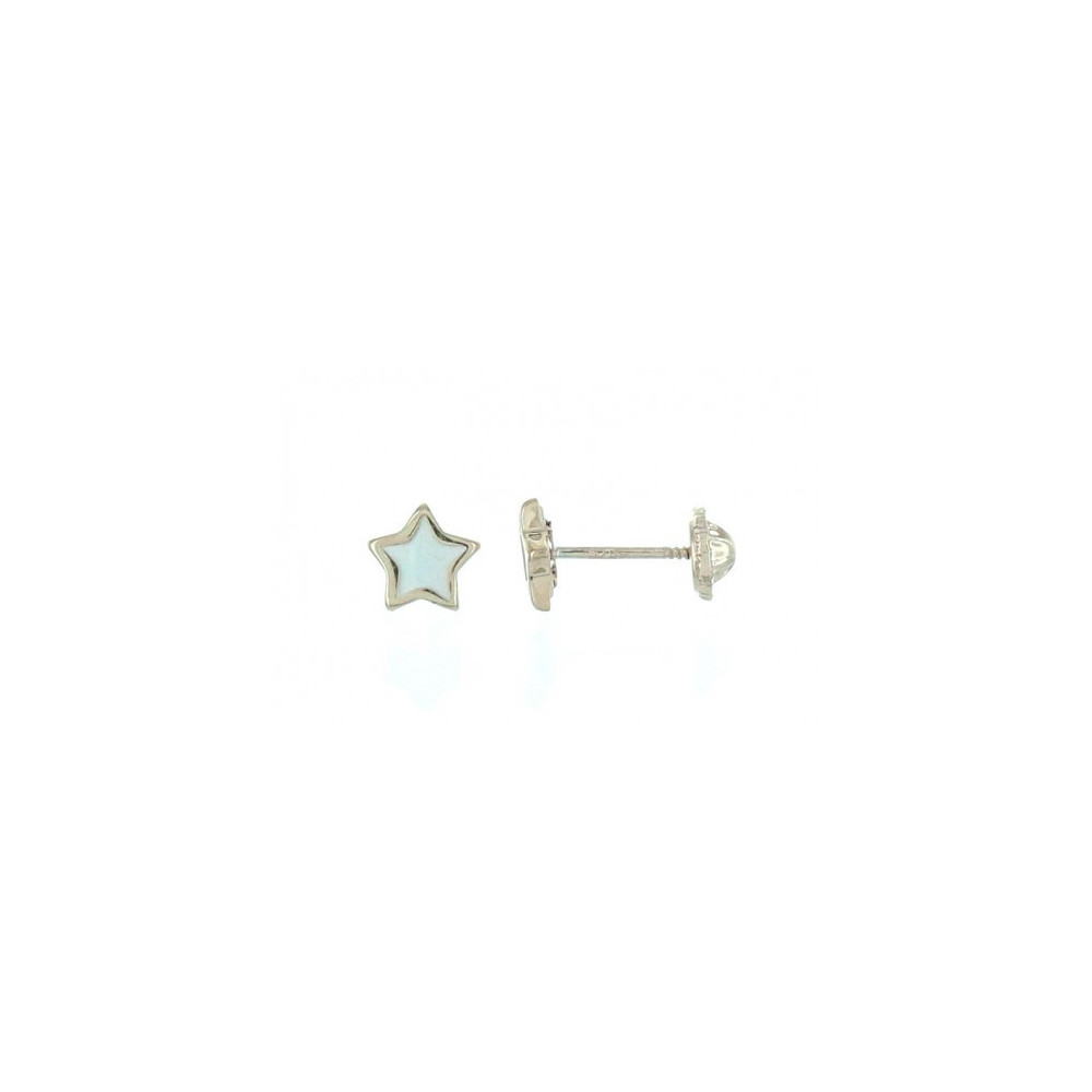 Les Boucles d'oreilles or jaune 375/1000, étoiles en nacre by Stauffer