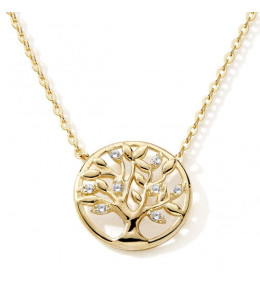 le Collier or jaune 375/1000, motif arbre de vie et oxydes de zirconium, by Stauffer