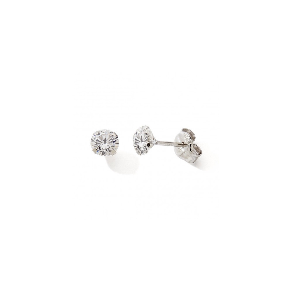 Les Boucles d'oreilles or gris 375/1000, oxydes de zirconium de 2,00 mm, by Stauffer