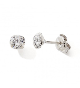 Les Boucles d'oreilles or gris 375/1000, oxydes de zirconium de 2,00 mm, by Stauffer