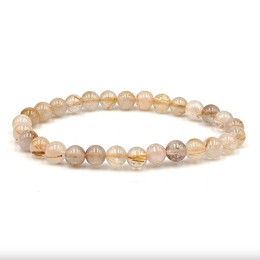 Bracelet pierres naturelles 6mm cristal de roche rutile A+