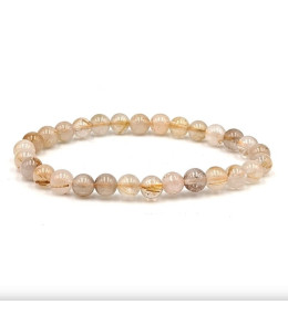 Bracelet pierres naturelles 6mm cristal de roche rutile A+