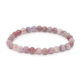 Bracelet pierres naturelles 6mm tourmaline rose sur eudialyte A