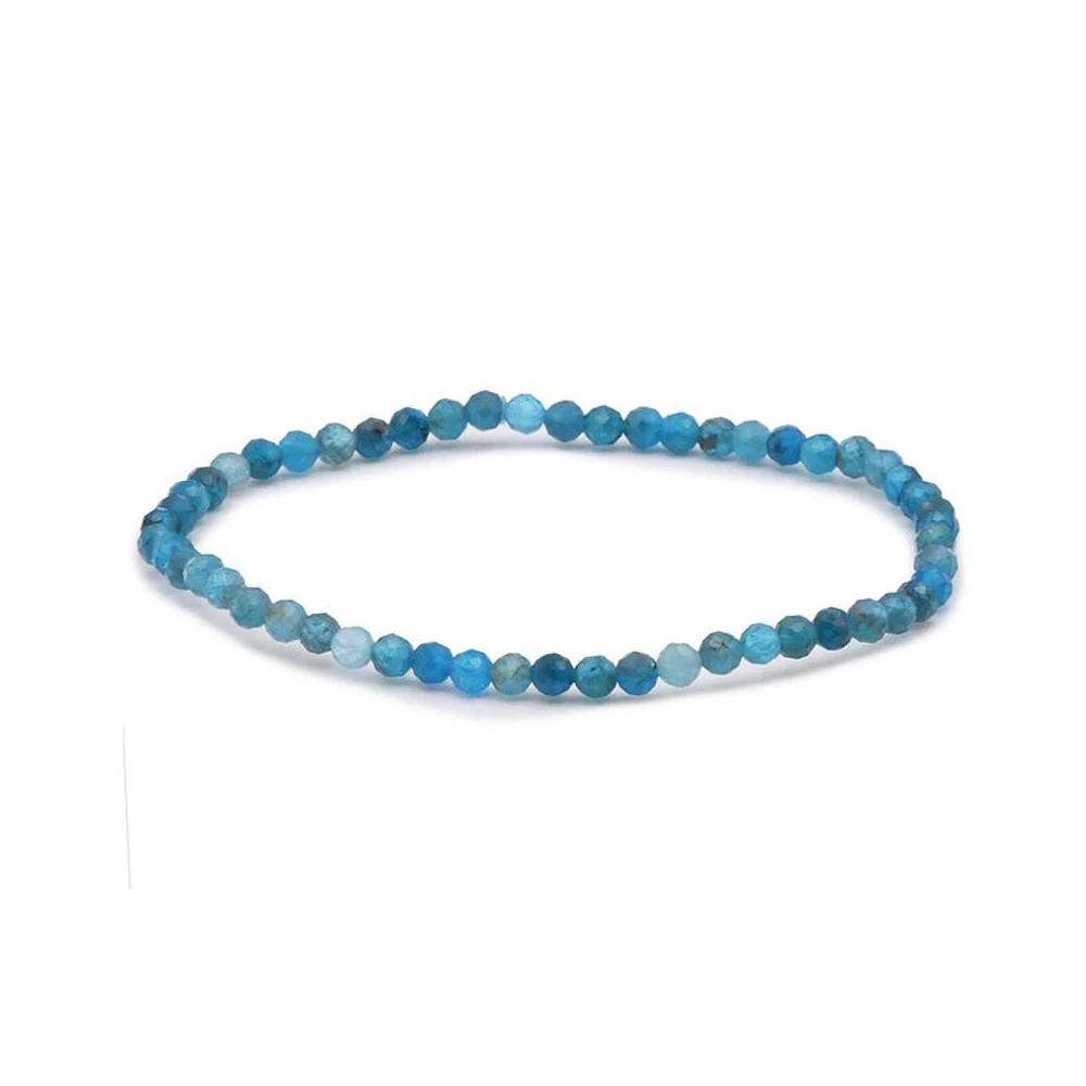 Bracelet pierres naturelles facetté 4 mm apatite bleue A