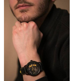 La Montre homme Pierre Lannier, PADDOCK (jaune), Automatique cuir, 338A443