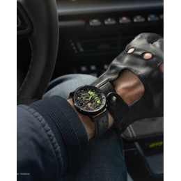 La Montre homme Pierre Lannier, PADDOCK (verte), Automatique cuir, 341A477