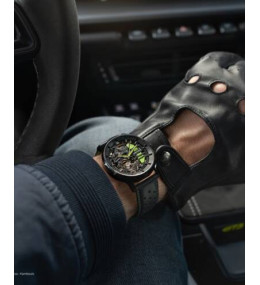 La Montre homme Pierre Lannier, PADDOCK (verte), Automatique cuir, 341A477