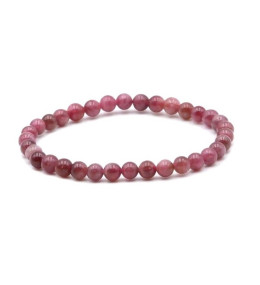 Bracelet pierres naturelles 6mm tourmaline rose quartz A+