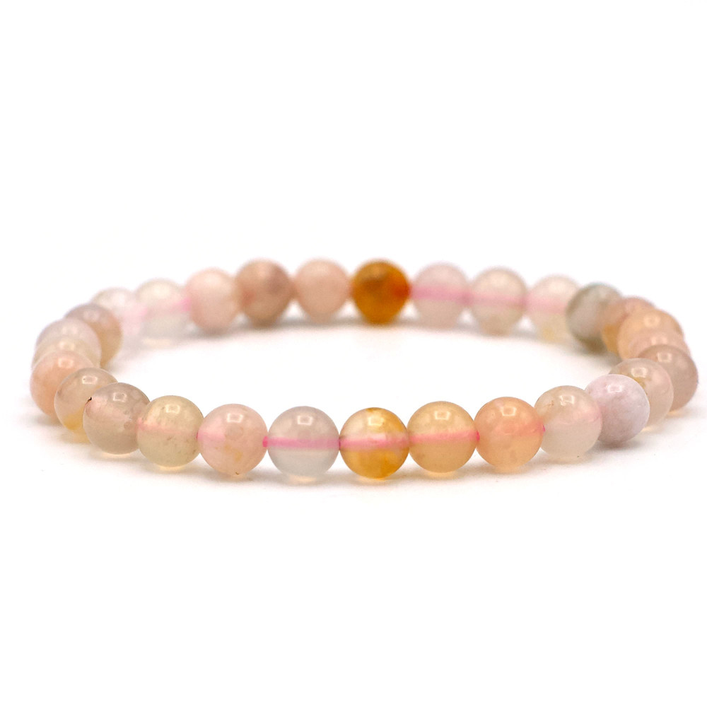Bracelet pierres naturelles 6mm agate fleur de cerisier A