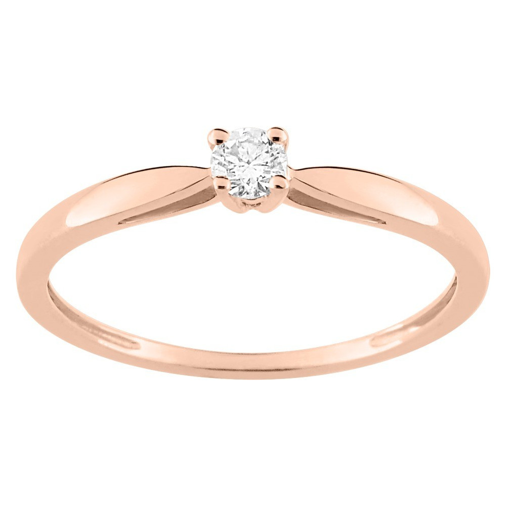 Bague solitaire or rose 750/1000 et diamant 0,10 carat by Stauffer