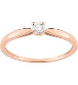 Bague solitaire or rose 750/1000 et diamant 0,10 carat by Stauffer