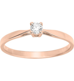 Bague solitaire or rose 750/1000 et diamant 0,10 carat by Stauffer