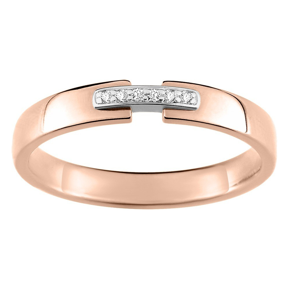 Alliance or rose et or gris 750/1000 et diamants 0,02 carat by Stauffer