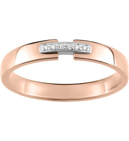 Alliance or rose et or gris 750/1000 et diamants 0,02 carat by Stauffer