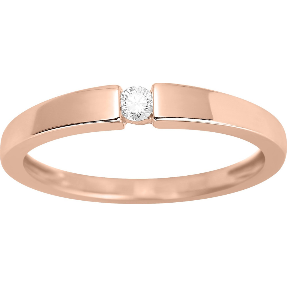 Bague solitaire or rose 750/1000 et diamant 0,06 carat by Stauffer