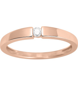 Bague solitaire or rose 750/1000 et diamant 0,06 carat by Stauffer