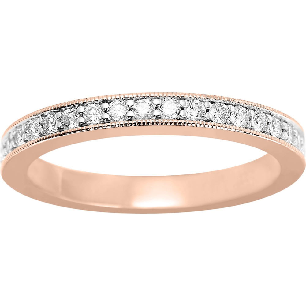 Alliance or rose et or gris 750/1000 et diamants 0,27 carat by Stauffer