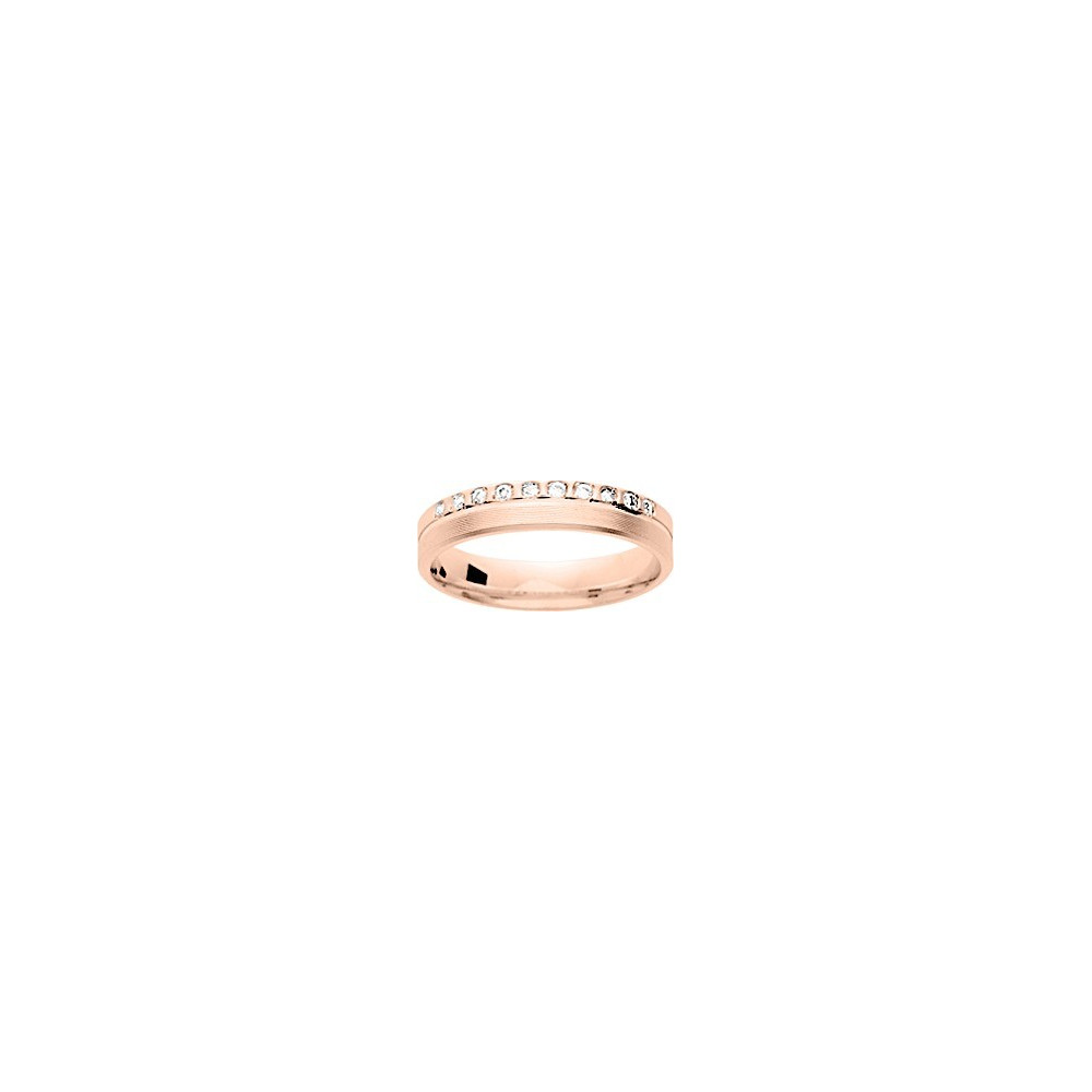 Alliance or rose 750/1000 et diamants 0,10 carat by Stauffer