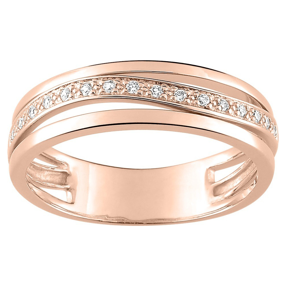 Alliance or rose 750/1000 et diamants 0,08 carat by Stauffer