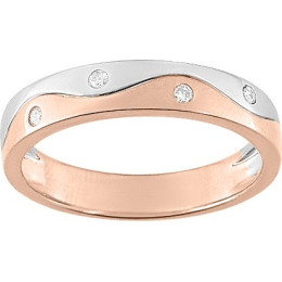 Alliance or rose et or gris 750/1000 et diamants 0,06 carat by Stauffer