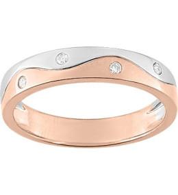 Alliance or rose et or gris 750/1000 et diamants 0,06 carat by Stauffer