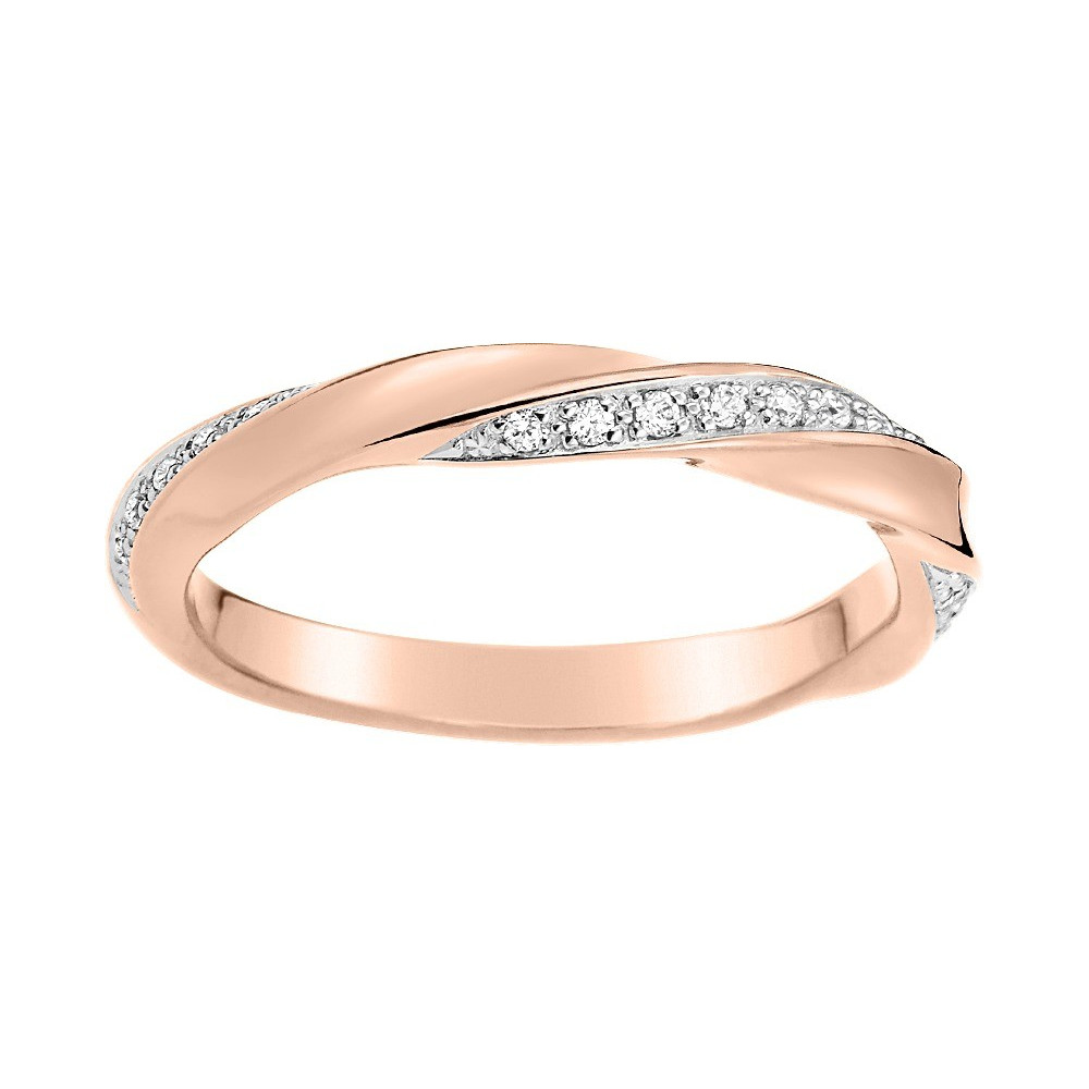 Alliance or rose et or gris 750/1000 et diamants 0,10 carat by Stauffer