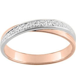 Alliance or rose et or gris 750/1000 et diamants 0,03 carat by Stauffer