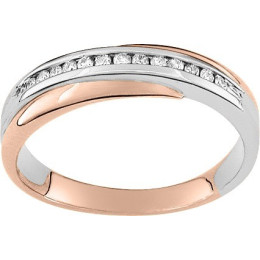 Alliance or rose et or gris 750/1000 et diamants 0,13 carat by Stauffer
