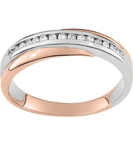 Alliance or rose et or gris 750/1000 et diamants 0,13 carat by Stauffer