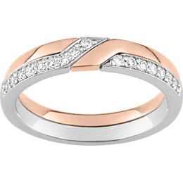 Alliance or rose et or gris 750/1000 et diamants 0,16 carat by Stauffer