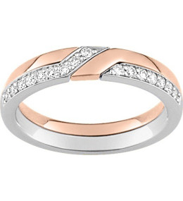 Alliance or rose et or gris 750/1000 et diamants 0,16 carat by Stauffer