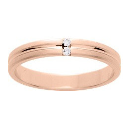 Alliance or rose 750/1000 demi-jonc double et diamants 0,02 carat, largeur 3,00 mm by Stauffer