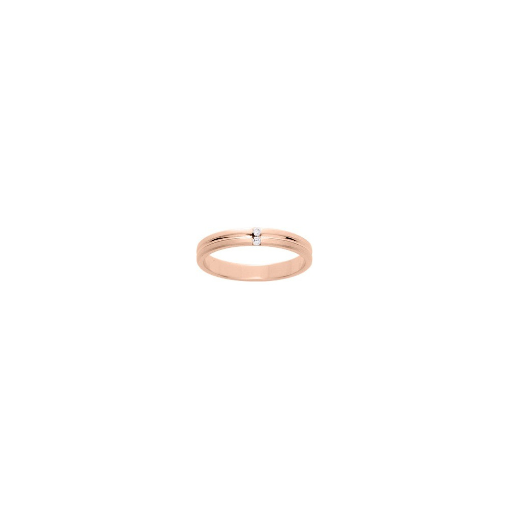 Alliance or rose 750/1000 demi-jonc double et diamants 0,02 carat, largeur 3,00 mm by Stauffer