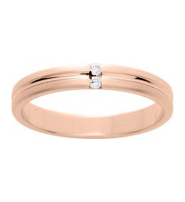 Alliance or rose 750/1000 demi-jonc double et diamants 0,02 carat, largeur 3,00 mm by Stauffer