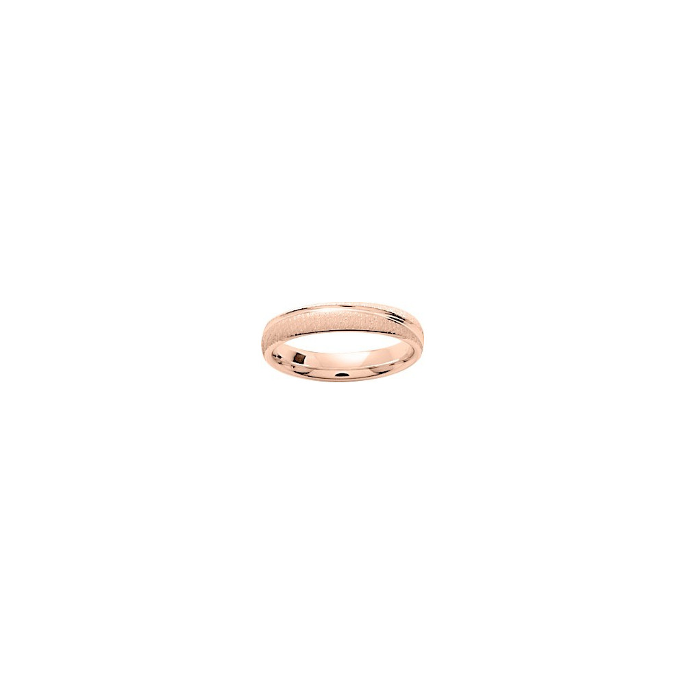 Alliance or rose 750/1000 demi-jonc mat et brillant avec liseret, largeur 4,00 mm by Stauffer