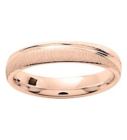 Alliance or rose 750/1000 demi-jonc mat et brillant avec liseret, largeur 4,00 mm by Stauffer