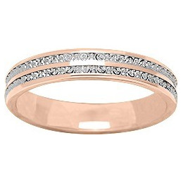 Alliance or rose et or gris 750/1000 double rangs illusion, largeur 3,50 mm by Stauffer