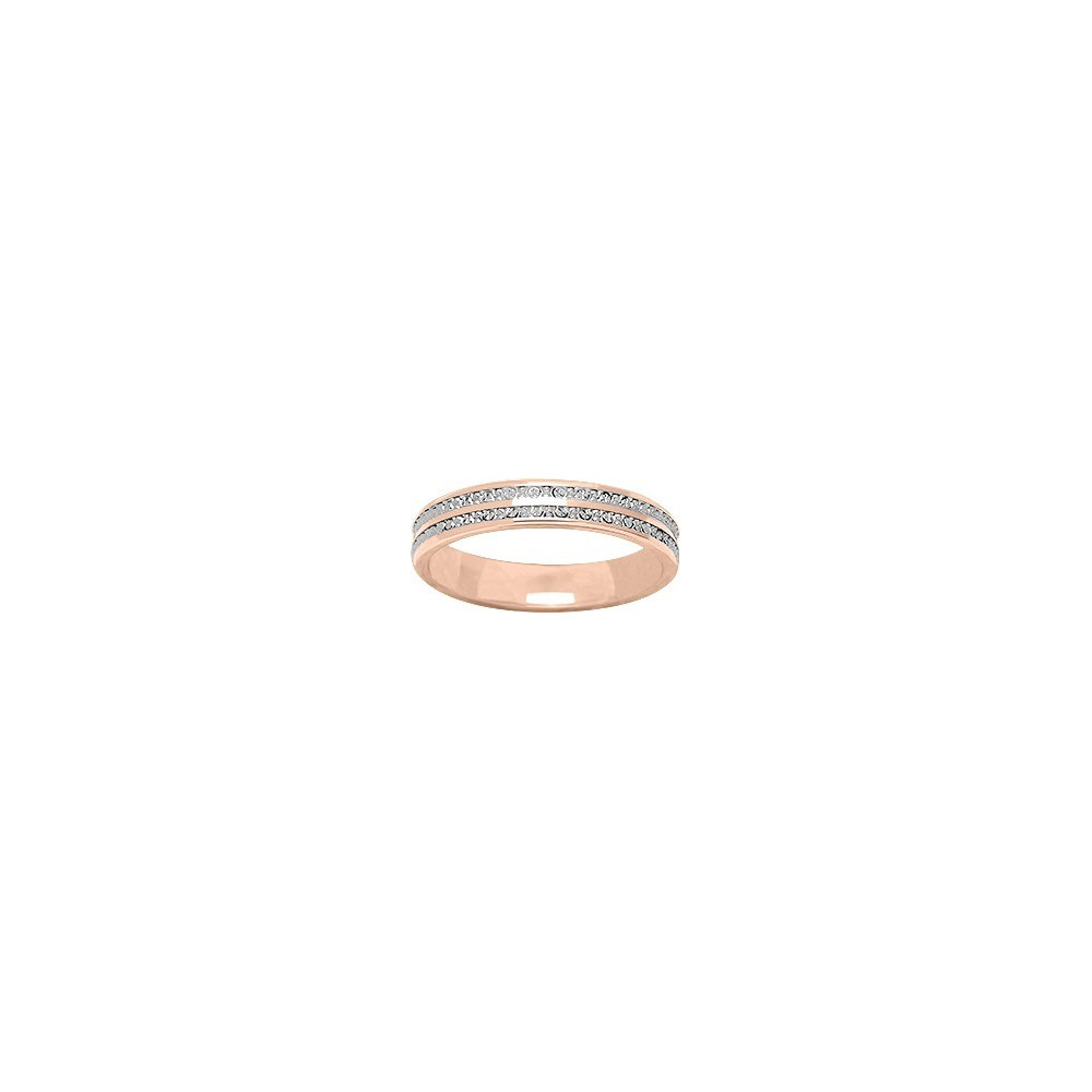 Alliance or rose et or gris 750/1000 double rangs illusion, largeur 3,50 mm by Stauffer
