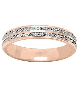 Alliance or rose et or gris 750/1000 double rangs illusion, largeur 3,50 mm by Stauffer