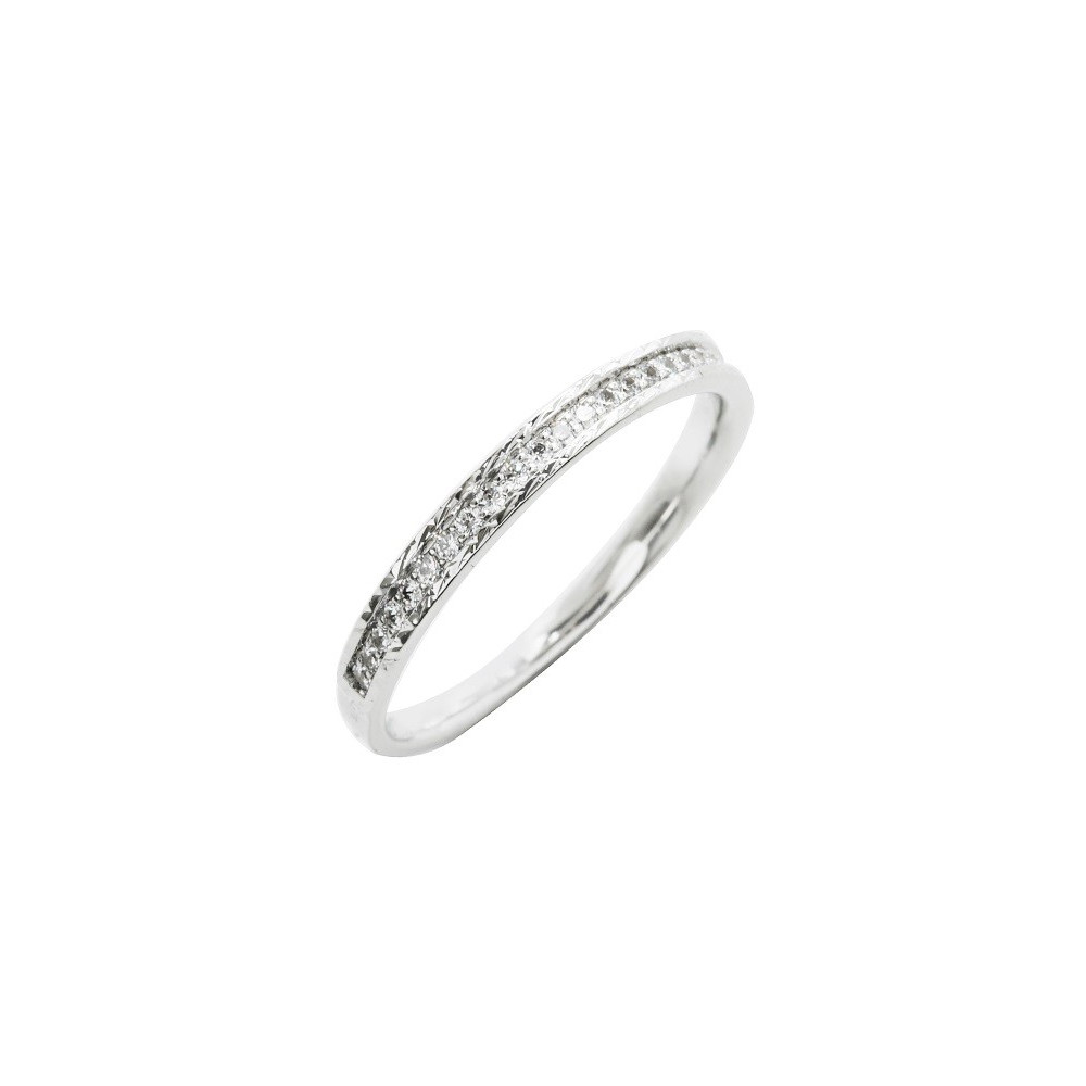 Alliance or gris 750/1000 Prestige Demi Tour Serti Rail Etincelant et diamants 0,15 carat by Stauffer