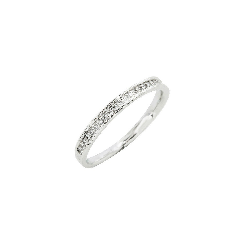 Alliance or gris 750/1000 Prestige Demi Tour Serti Rail Etincelant et diamants 0,20 carat by Stauffer