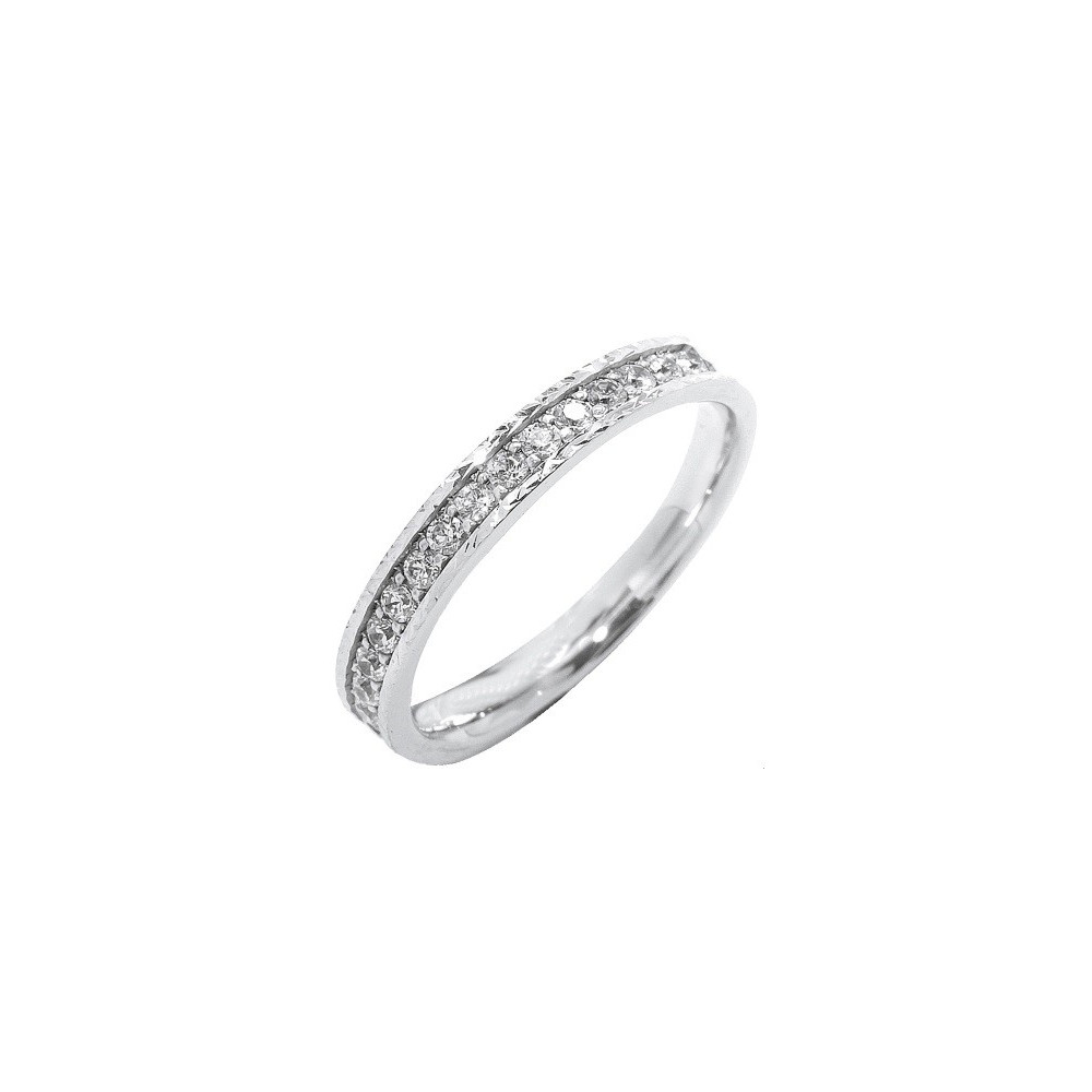 Alliance or gris 750/1000 Prestige Demi Tour Serti Rail Etincelant et diamants 0,30 carat by Stauffer
