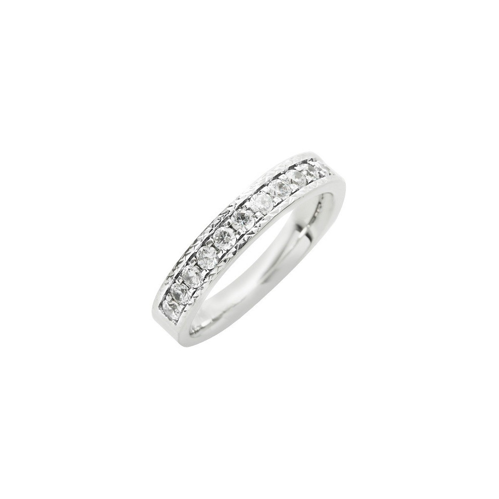 Alliance or gris 750/1000 Prestige Demi Tour Serti Rail Etincelant et diamants 0,50 carat by Stauffer