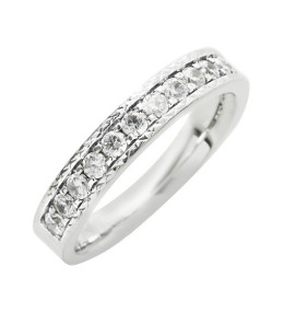 Alliance or gris 750/1000 Prestige Demi Tour Serti Rail Etincelant et diamants 0,50 carat by Stauffer