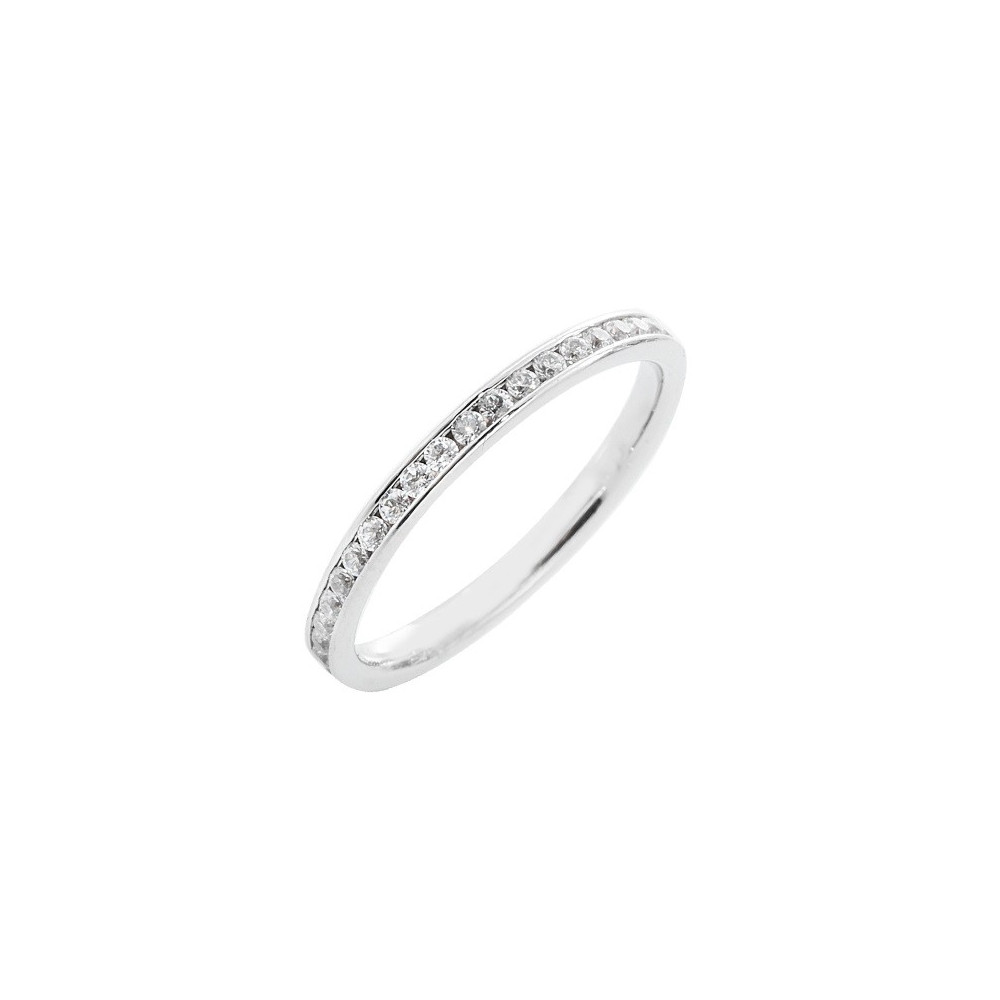 Alliance or gris 750/1000 Prestige Tour Complet Serti Rail Mince et diamants 0,50 carat by Stauffer