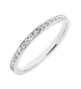 Alliance or gris 750/1000 Prestige Tour Complet Serti Rail Mince et diamants 0,50 carat by Stauffer