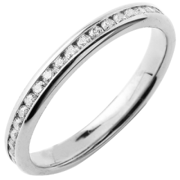 Alliance or gris 750/1000 Prestige Tour Complet Serti Rail Mince et diamants 0,50 carat by Stauffer