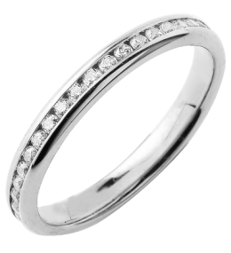 Alliance or gris 750/1000 Prestige Tour Complet Serti Rail Mince et diamants 0,50 carat by Stauffer