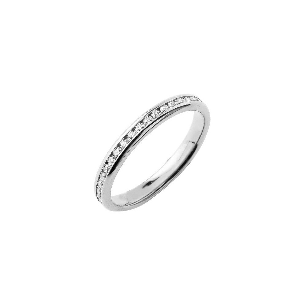 Alliance or gris 750/1000 Prestige Tour Complet Serti Rail Large et diamants 0,75 carat by Stauffer